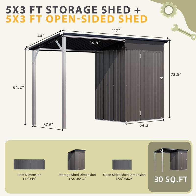 AECOJOY Outdoor Open-sided Storage Shed & Reviews - Wayfair Canada